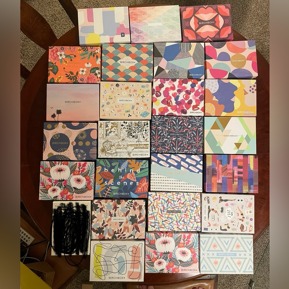 25 Birchbox empty boxes Artist Designed